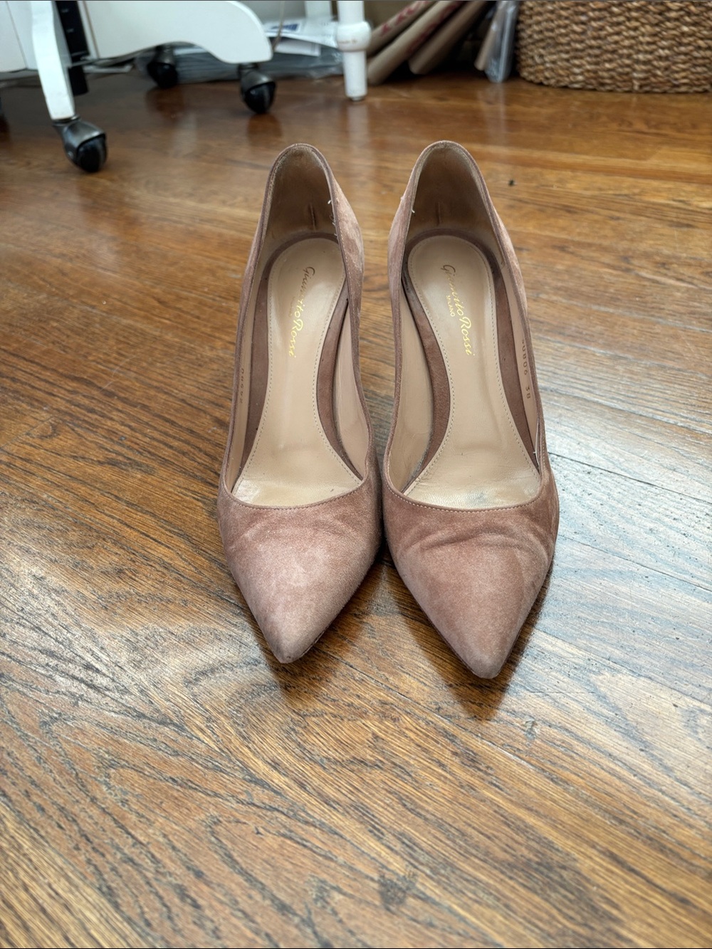 Gianvito Rossi Blush Taupe Suede Pointed-Toe Pumps
